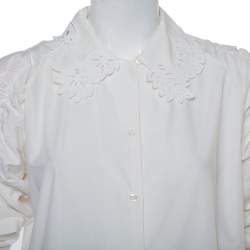 Pre Owned قميص فندي ياقة قصة بلا أكتاف تفاصيل أربطة قطن أبيض مقاس صغير