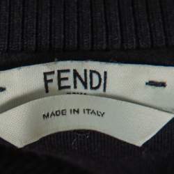 Pre Owned Fendi Black Jersey Logo Trim Detail Zip Front Jacket S