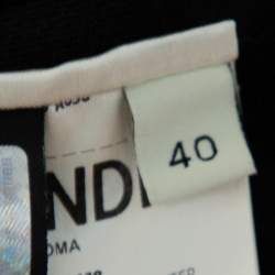 Pre Owned Fendi Black Jersey Logo Trim Detail Zip Front Jacket S