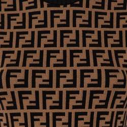 مملوكة مسبقًا Fendi Brown Zucca Monogram Knit Short Sleeve Sheath Dress S