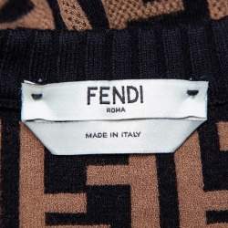 مملوكة مسبقًا Fendi Brown Zucca Monogram Knit Short Sleeve Sheath Dress S