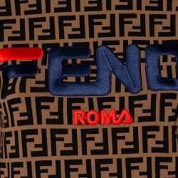 Pre Owned Fendi Brown Zucca Monogram Knit Logo Embroidered Jumper M