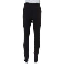 Fendi Black Wool Contrast Trim Zip Detail Tapered Leg Pants S