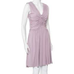 Fendi Lilac Knit Ruched Detail Mini Dress M