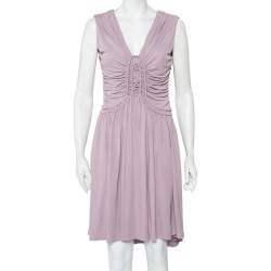 Fendi Lilac Knit Ruched Detail Mini Dress M