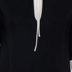 Fendi Black Crepe Contrast Trim Front Slit Detail Long Dress M