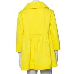 Fendi Yellow Denim Button Front Collared Peacoat M