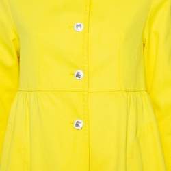 Fendi Yellow Denim Button Front Collared Peacoat M