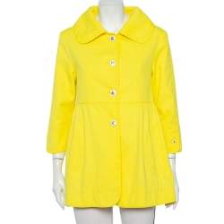 Fendi Yellow Denim Button Front Collared Peacoat M