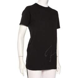 مملوكة مسبقًا Fendi Vintage Black Cotton Logo Embroidered T-Shirt L