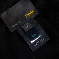 Pre Owned Fendi Black Zucca Monogram Velour Zip Front Hooded Jacket L