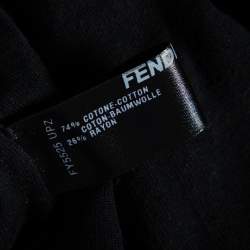 Pre Owned Fendi Black Zucca Monogram Velour Zip Front Hooded Jacket L