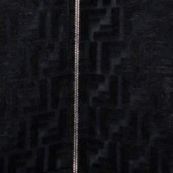 Pre Owned Fendi Black Zucca Monogram Velour Zip Front Hooded Jacket L