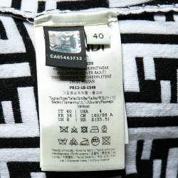 Pre Owned Fendi Monochrome Zucca Monogram Intarsia Knit Crop Top S