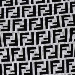 Pre Owned Fendi Monochrome Zucca Monogram Intarsia Knit Crop Top S
