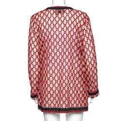 Pre Owned Gucci Red GG Macrame Open Front Belted Jacket M
