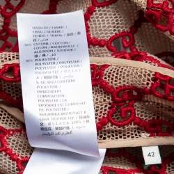 Pre Owned Gucci Red GG Macrame Open Front Belted Jacket M