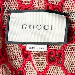 Pre Owned Gucci Red GG Macrame Open Front Belted Jacket M