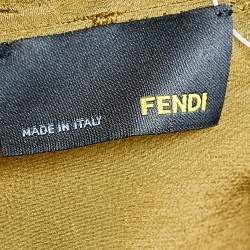 Pre Owned Fendi Olive Green Silk Draped Sleeve Detail Top M