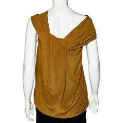 Pre Owned Fendi Olive Green Silk Draped Sleeve Detail Top M