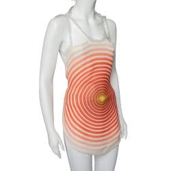 مملوكة مسبقًا Fendi Pink Printed Silk Chain Link Halter Neck Scarf Top S