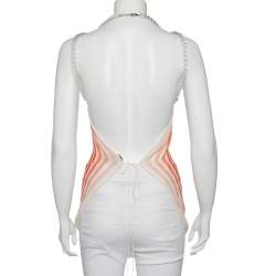 مملوكة مسبقًا Fendi Pink Printed Silk Chain Link Halter Neck Scarf Top S