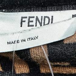 Pre Owned Fendi Brown Zucca Monogram Intarsia Knit Sweater Top S