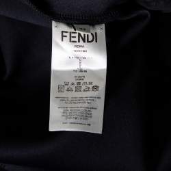 Pre Owned Fendi Black Neoprene Reflective Karlito Detailed Hoodie M
