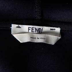 Pre Owned Fendi Black Neoprene Reflective Karlito Detailed Hoodie M