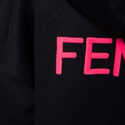 Pre Owned Fendi Black Neoprene Reflective Karlito Detailed Hoodie M
