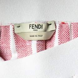 Pre Owned تنورة  ميدي فندي تريكو كتلة لون بنقشة هندسية وطيات مقاس متوسط - ميديوم