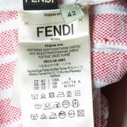 Pre Owned تنورة  ميدي فندي تريكو كتلة لون بنقشة هندسية وطيات مقاس متوسط - ميديوم