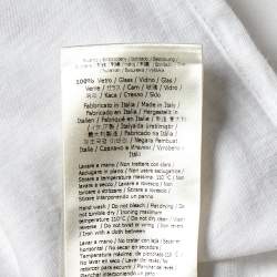 مملوكة مسبقًا Fendi White Cotton Embellished Logo Detail High-Low Hem Oversized T-Shirt S