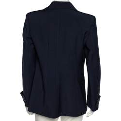 Pre Owned Fendi Navy Blue Wool Striped Cuff Detail Tailored Blazer M