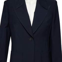 Pre Owned Fendi Navy Blue Wool Striped Cuff Detail Tailored Blazer M