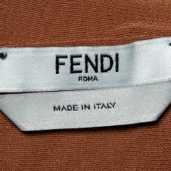 Pre Owned Fendi Blue Striped Silk Blend Cape Detail Midi Dress S