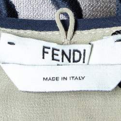 Pre Owned Fendi Multicolor Leaf Pattern Jacquard Sleeveless Midi Dress S