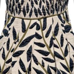Pre Owned Fendi Multicolor Leaf Pattern Jacquard Sleeveless Midi Dress S