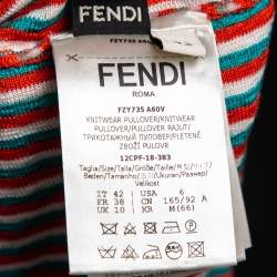 Pre Owned Fendi Orange Silk Knit Cropped Polo Top M