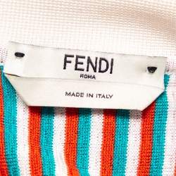 Pre Owned Fendi Orange Silk Knit Cropped Polo Top M