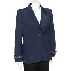 Pre Owned Fendi Dark Blue Wool Blend Blazer L