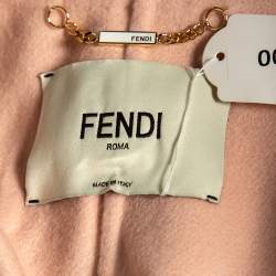Fendi Cream Wool & Fur Detailed Button Front Cape S