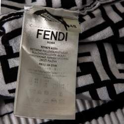 Pre Owned Fendi Monochrome Zucca Monogram Jacquard Knit Ribbon Detailed Pullover L