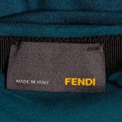 Pre Owned فستان فندي جيرسيه أخضر داكن مزين ظهر مفتوح ماكسي مقاس صغير (سمول)