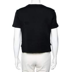 Pre Owned Fendi Black Knit Karlito Patch Detail T-Shirt M