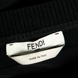 Pre Owned Fendi Black Knit Karlito Patch Detail T-Shirt M