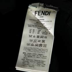 Pre Owned Fendi Black Knit Karlito Patch Detail T-Shirt M