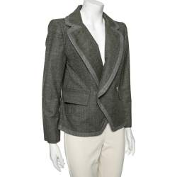 Pre Owned Fendi Brown Wool Contrast Trim Detailed Double Breasted Blazer M