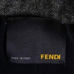 Pre Owned Fendi Brown Wool Contrast Trim Detailed Double Breasted Blazer M