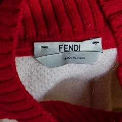 Pre Owned Fendi Cream Knit Logo Embroidered Sweater L